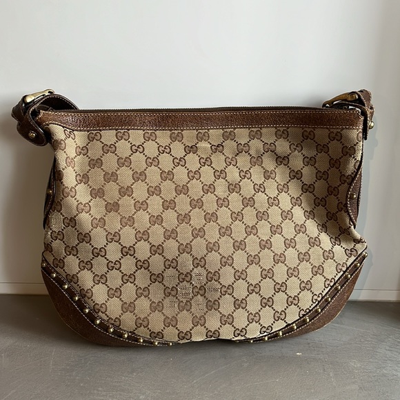 Gucci SS/05 Big Borchie Monogram Canvas Studded Shoulder Bag - Picture 3 of 13